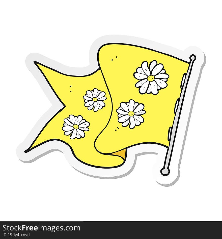 Sticker Of A Cartoon Flower Flag