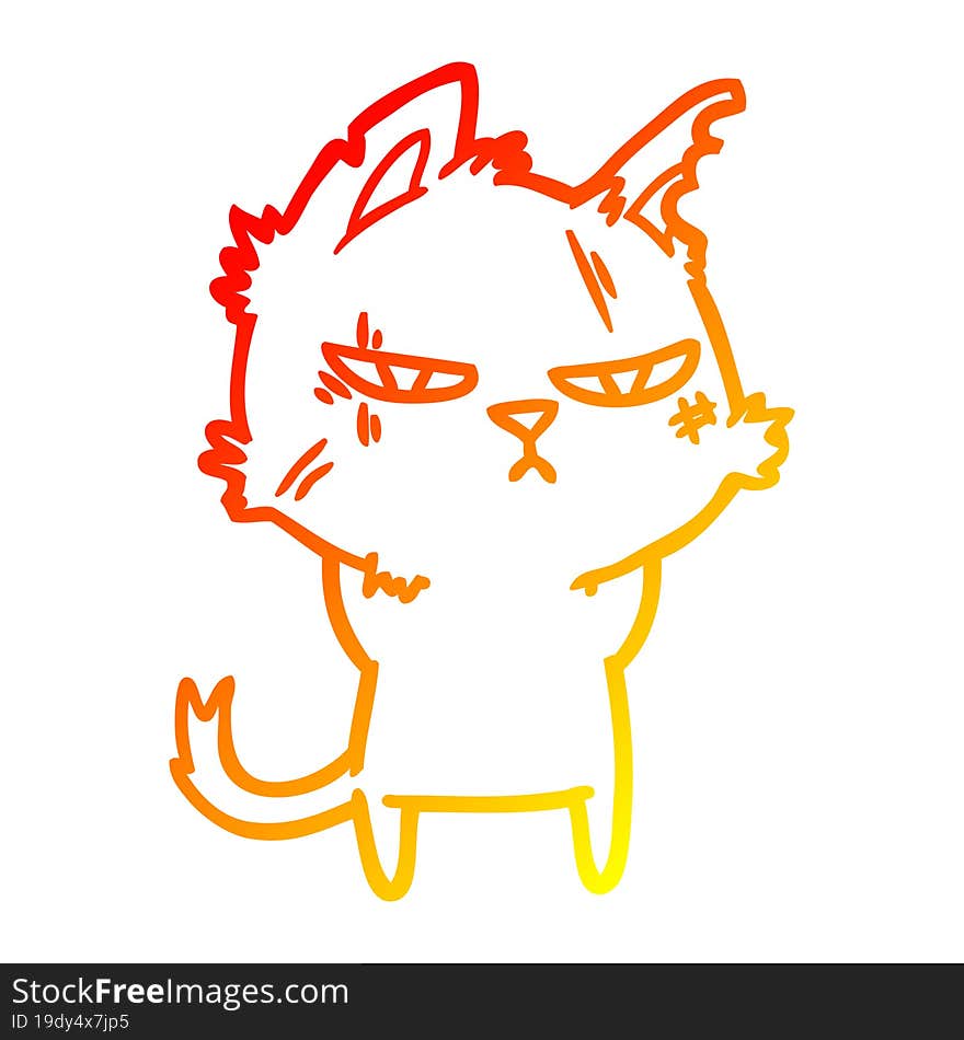 warm gradient line drawing tough cartoon cat