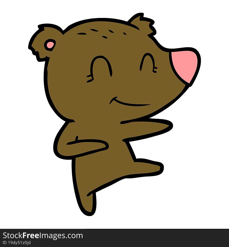 smiling dancing bear cartoon. smiling dancing bear cartoon