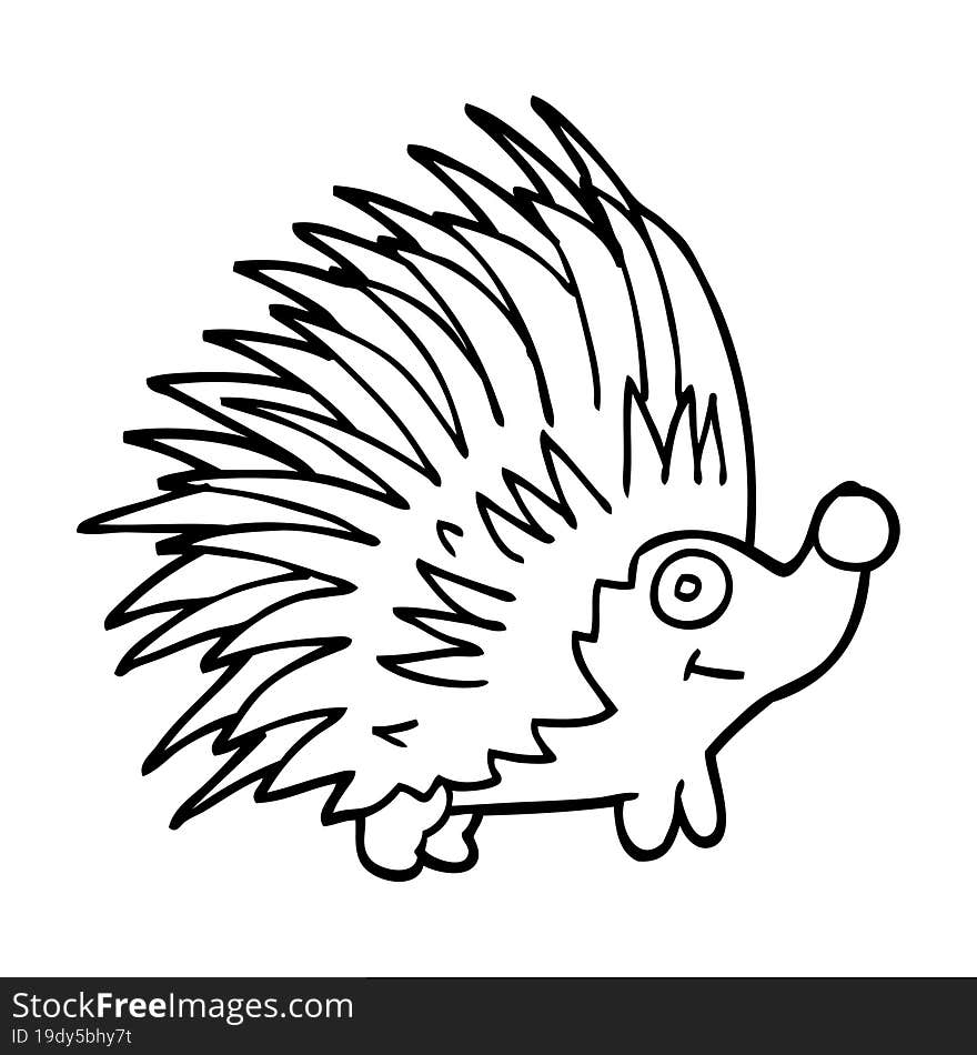 Line Drawing Cartoon Spiky Hedgehog