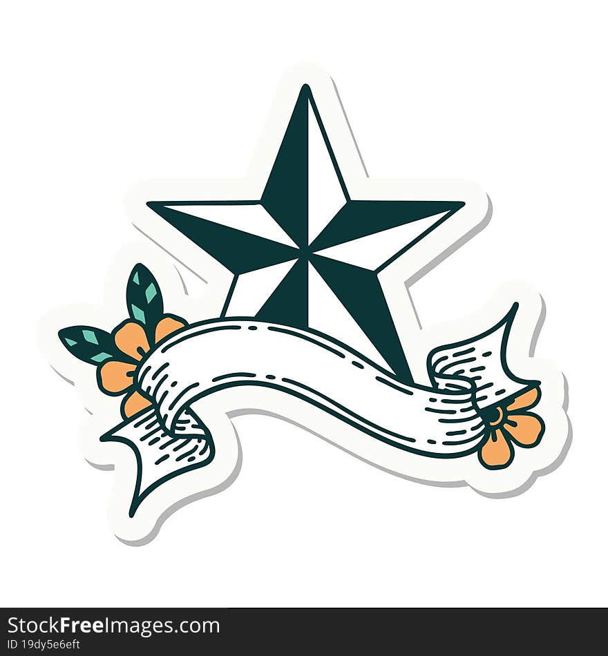 Tattoo Sticker With Banner Of A Star