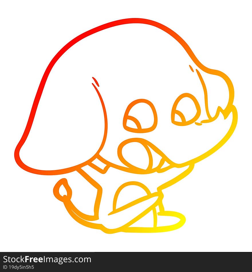 warm gradient line drawing cute cartoon elephant