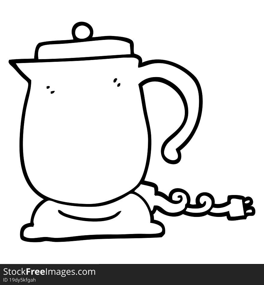 black and white cartoon kettle