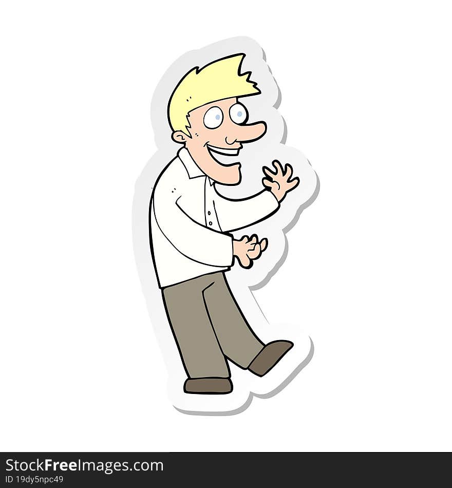 sticker of a cartoon excited man