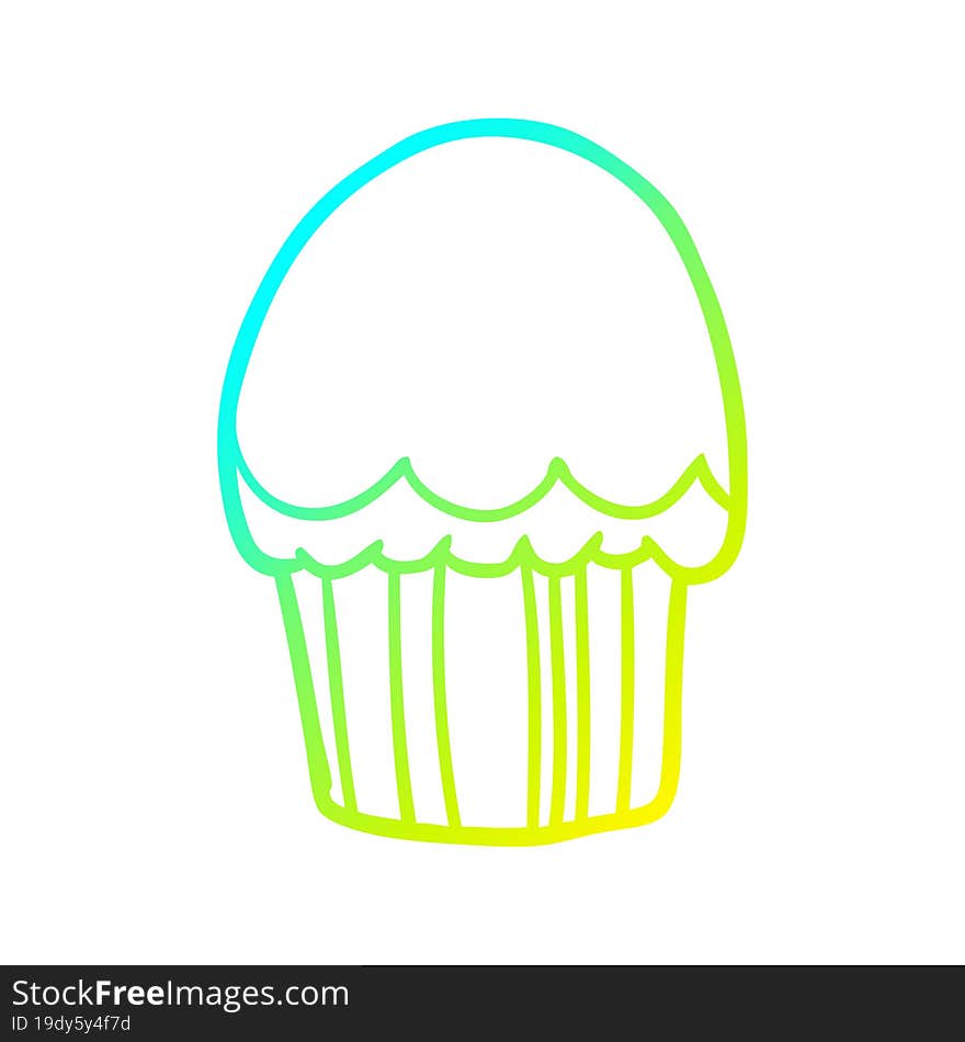 cold gradient line drawing of a Cartoon cupcake