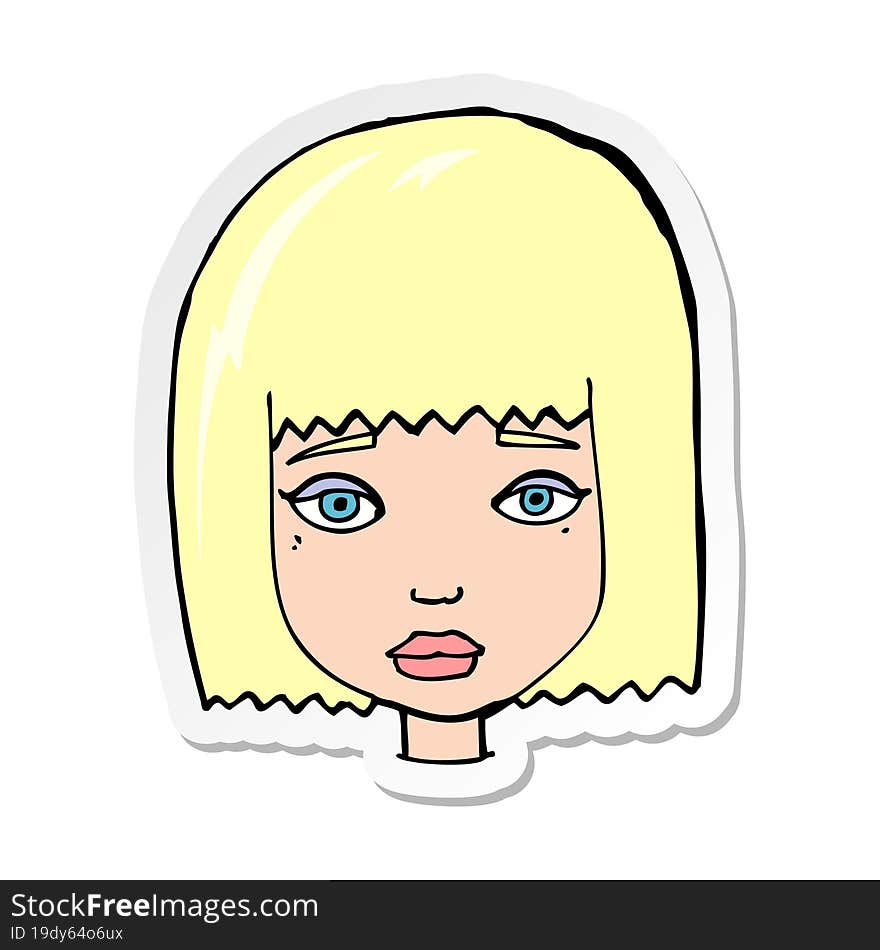 sticker of a cartoon female face