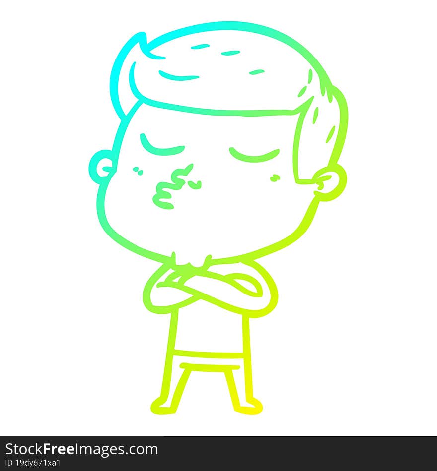 cold gradient line drawing cartoon model guy pouting