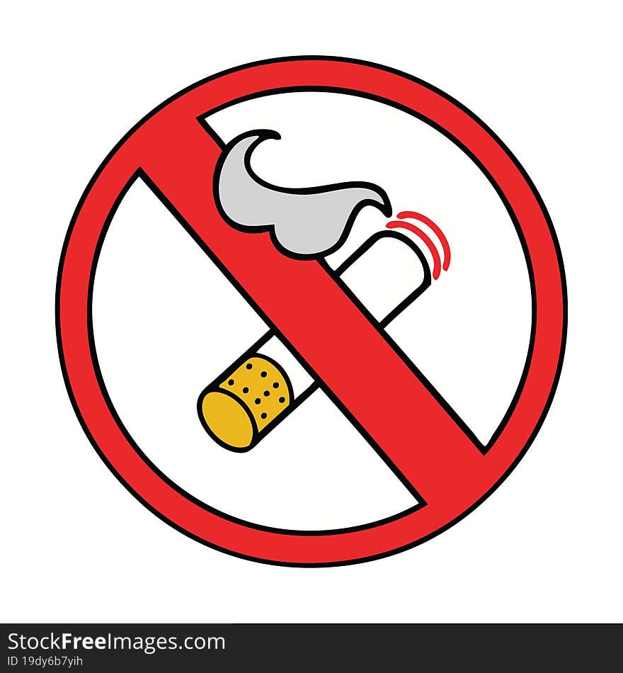 cute cartoon of a no smoking allowed sign