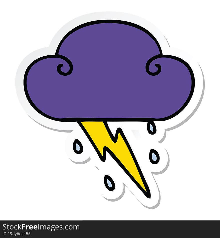 sticker of a quirky hand drawn cartoon thunder cloud