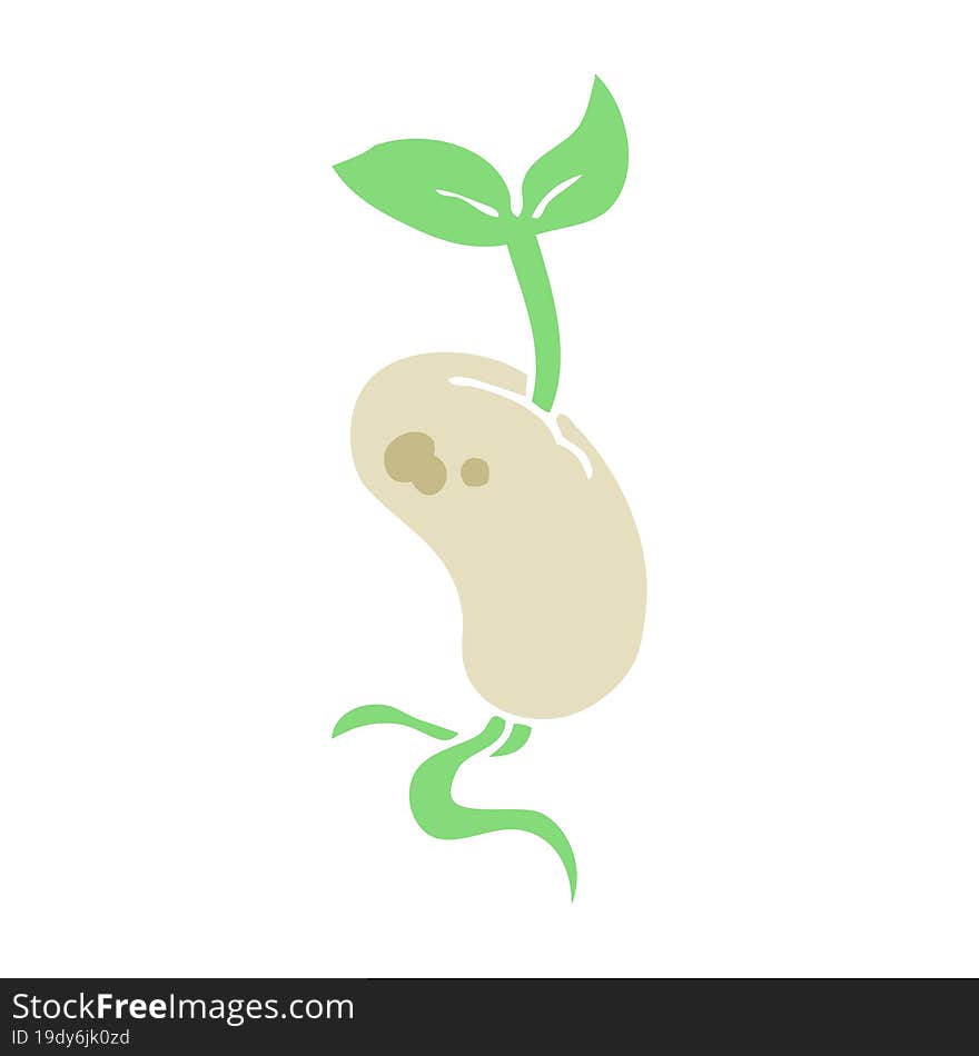 Flat Color Illustration Of A Cartoon Sprouting Seed