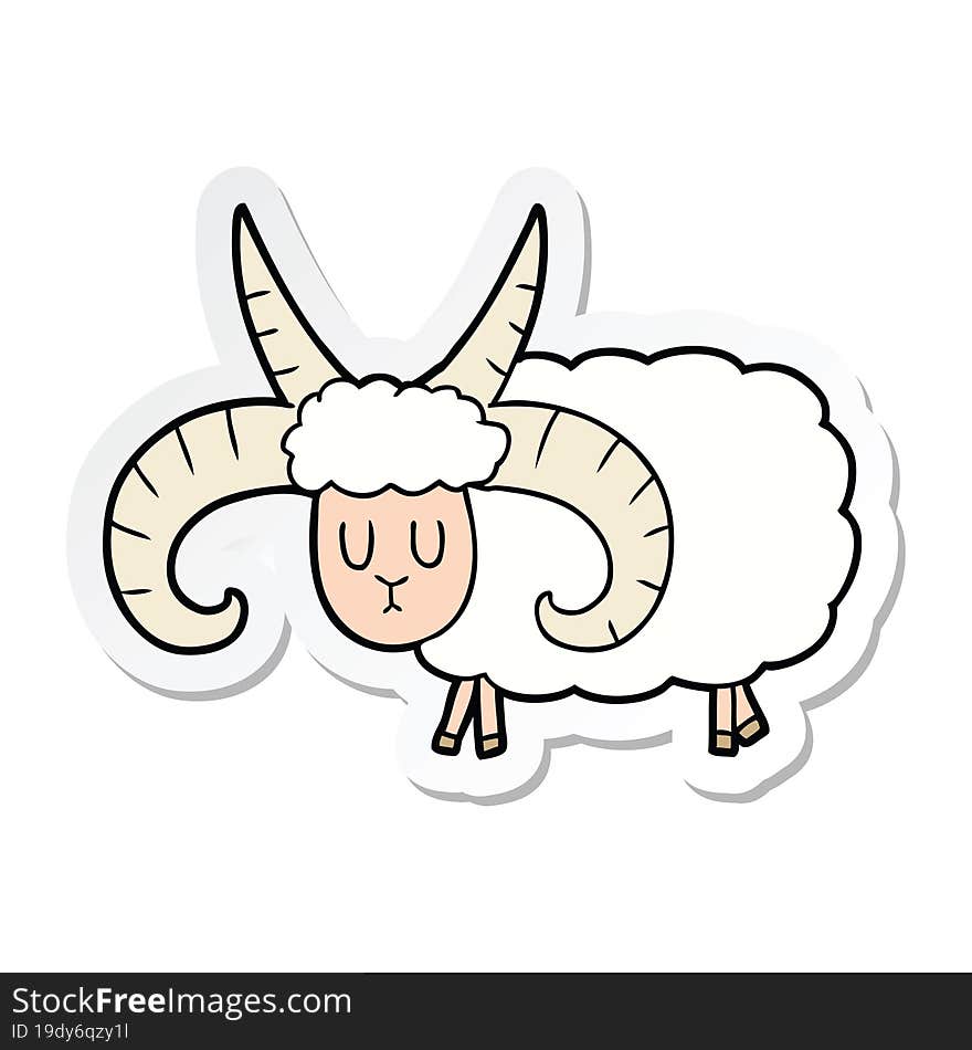 sticker of a cartoon long horned ram