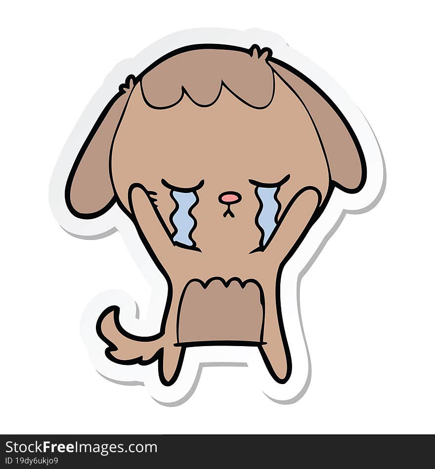 sticker of a cartoon dog crying