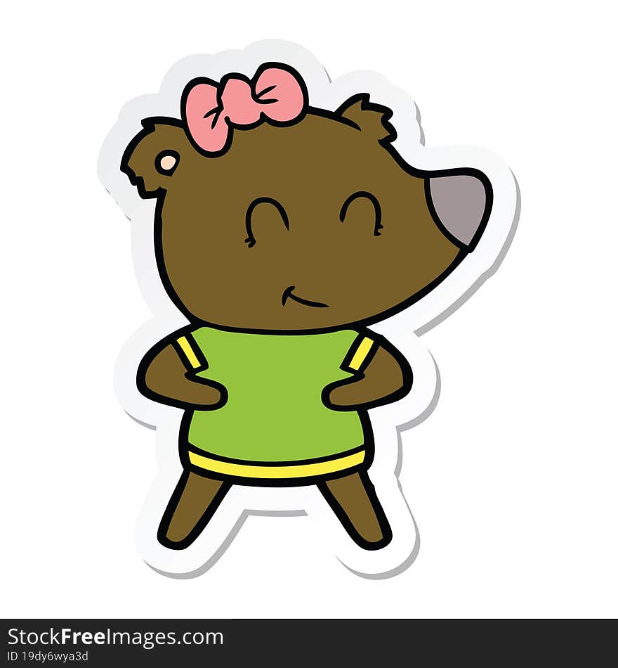 sticker of a female bear cartoon