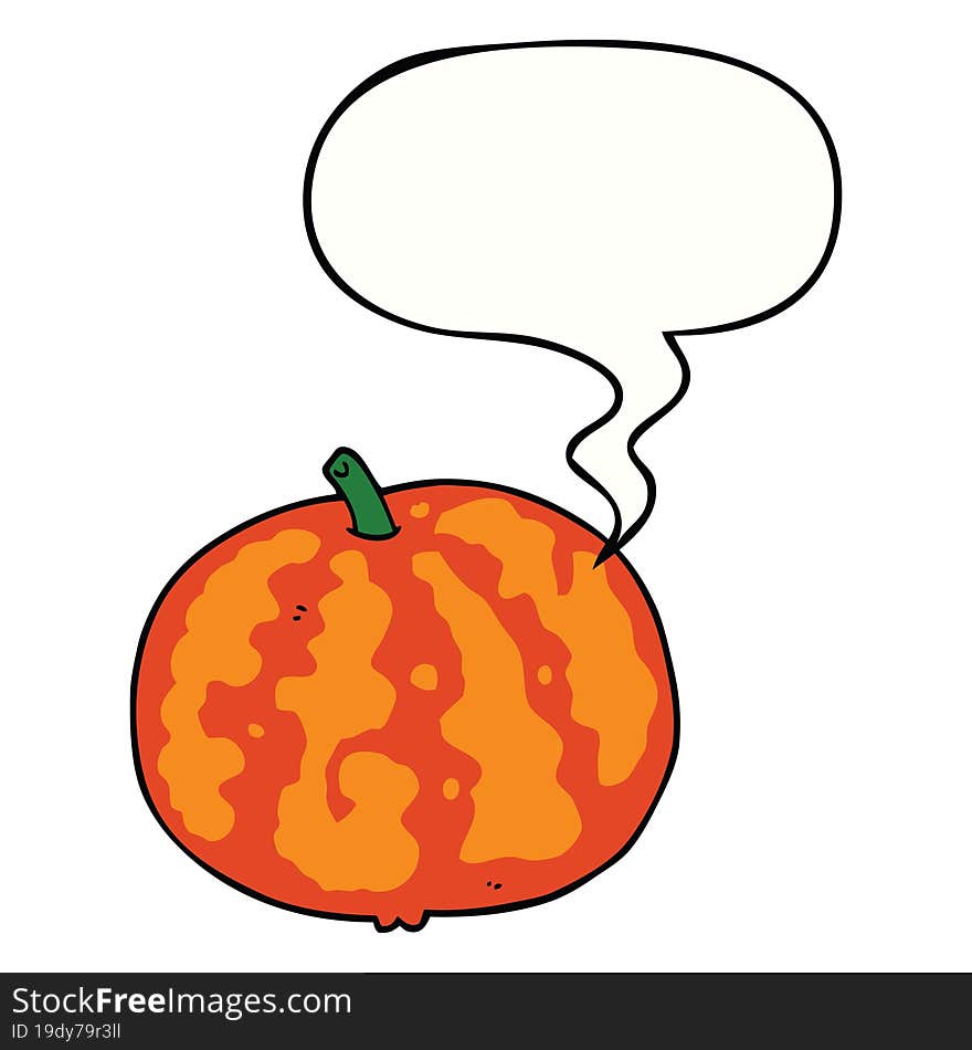 Cartoon Melon And Speech Bubble