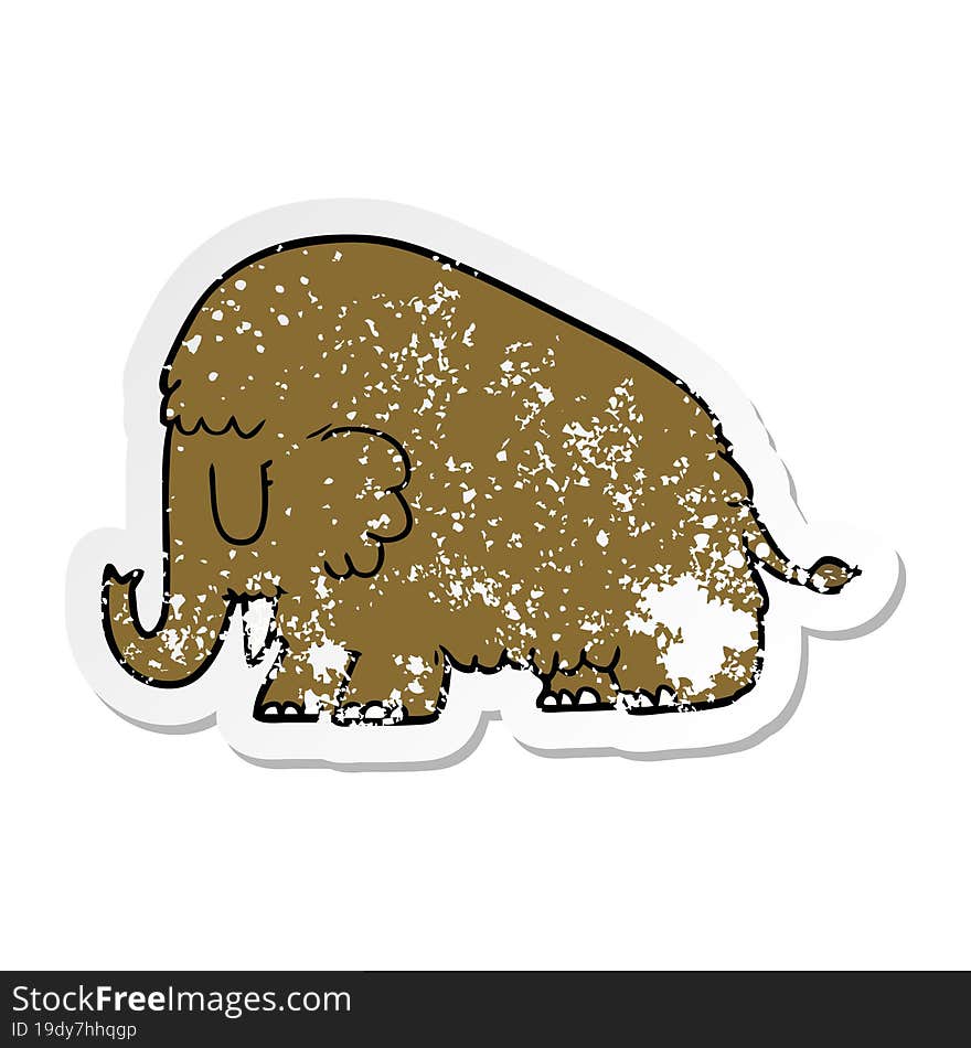 distressed sticker of a cartoon mammoth