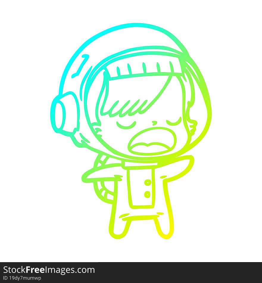 Cold Gradient Line Drawing Cartoon Talking Astronaut Woman