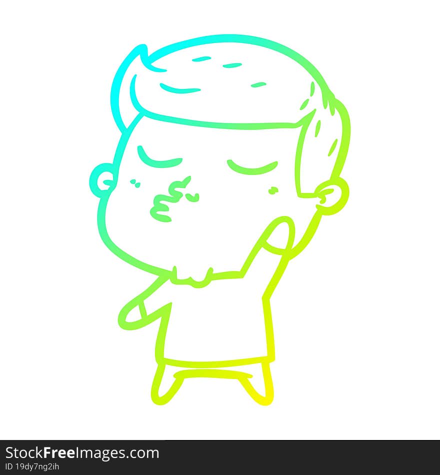 cold gradient line drawing cartoon model guy pouting