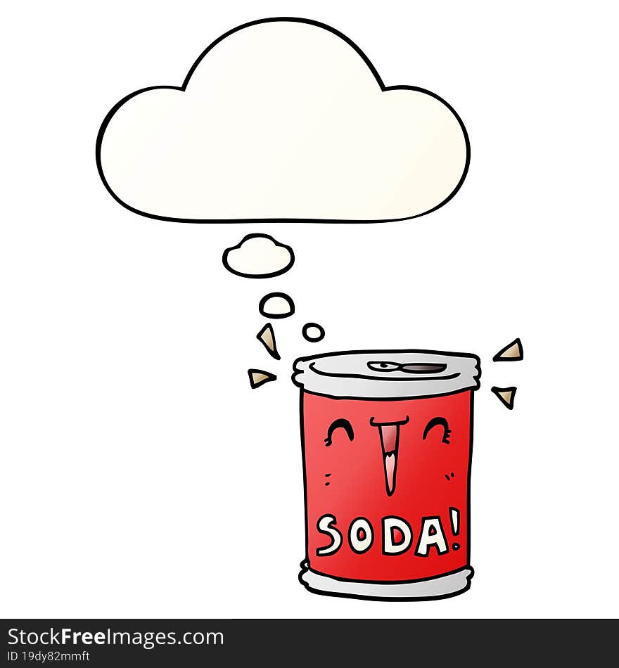 Cartoon Soda Can And Thought Bubble In Smooth Gradient Style