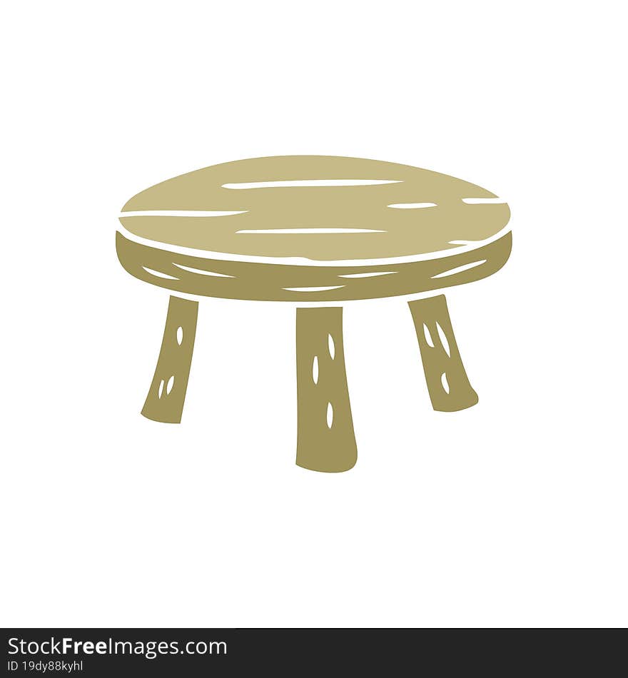 Flat Color Style Cartoon Small Wooden Stool