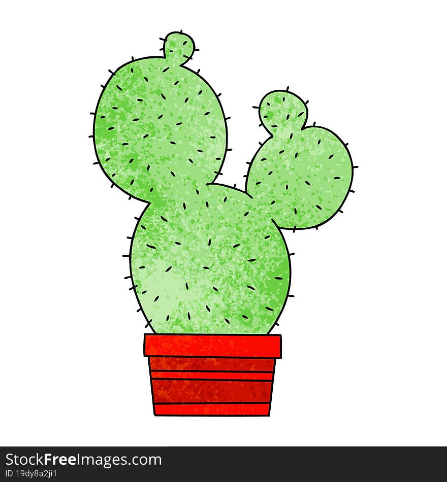 quirky hand drawn cartoon cactus