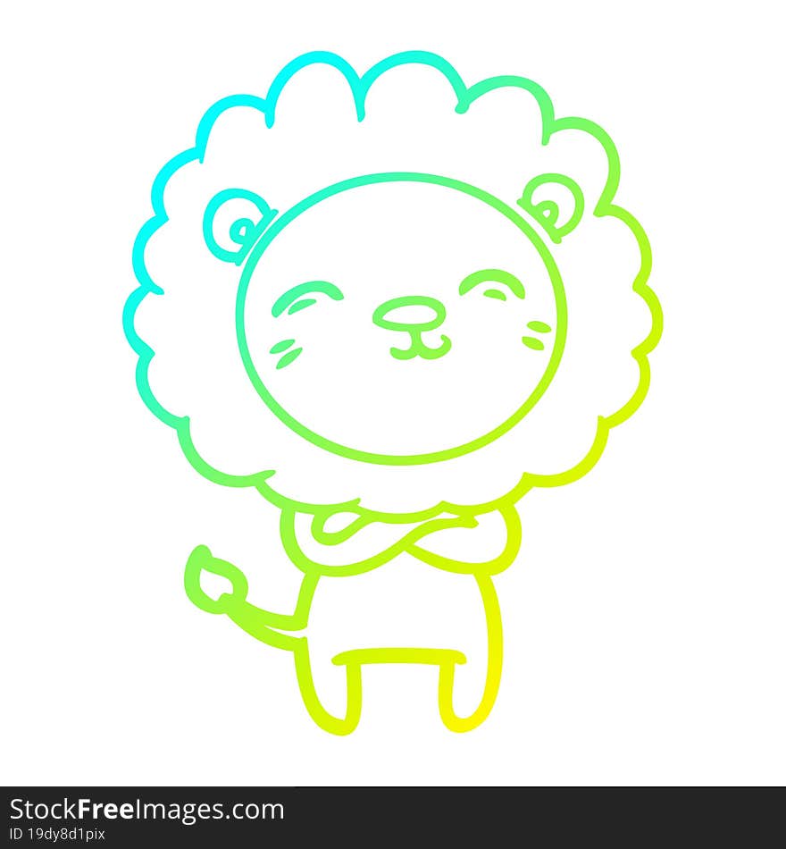 cold gradient line drawing of a cartoon lion