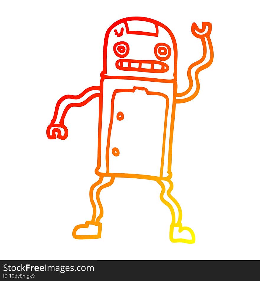 warm gradient line drawing cartoon robot