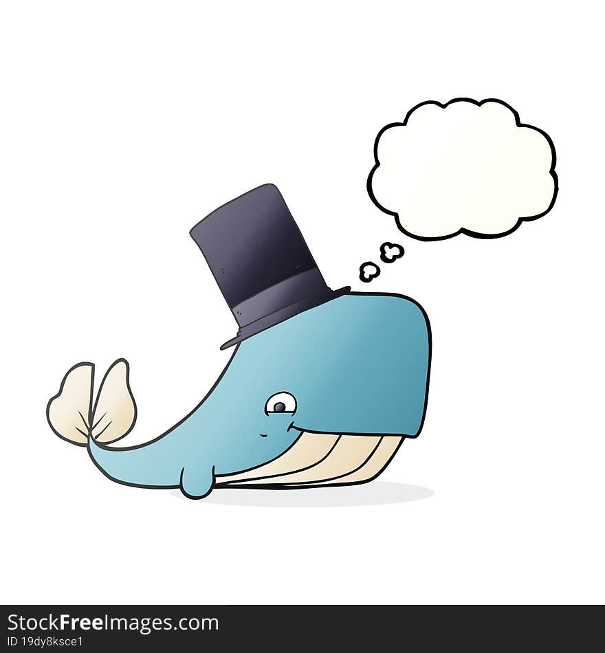 thought bubble cartoon whale in top hat