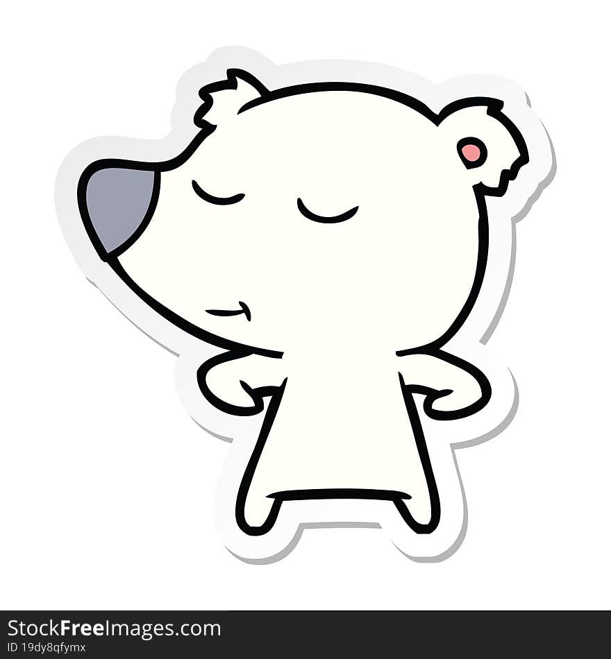 Sticker Of A Happy Cartoon Polar Bear