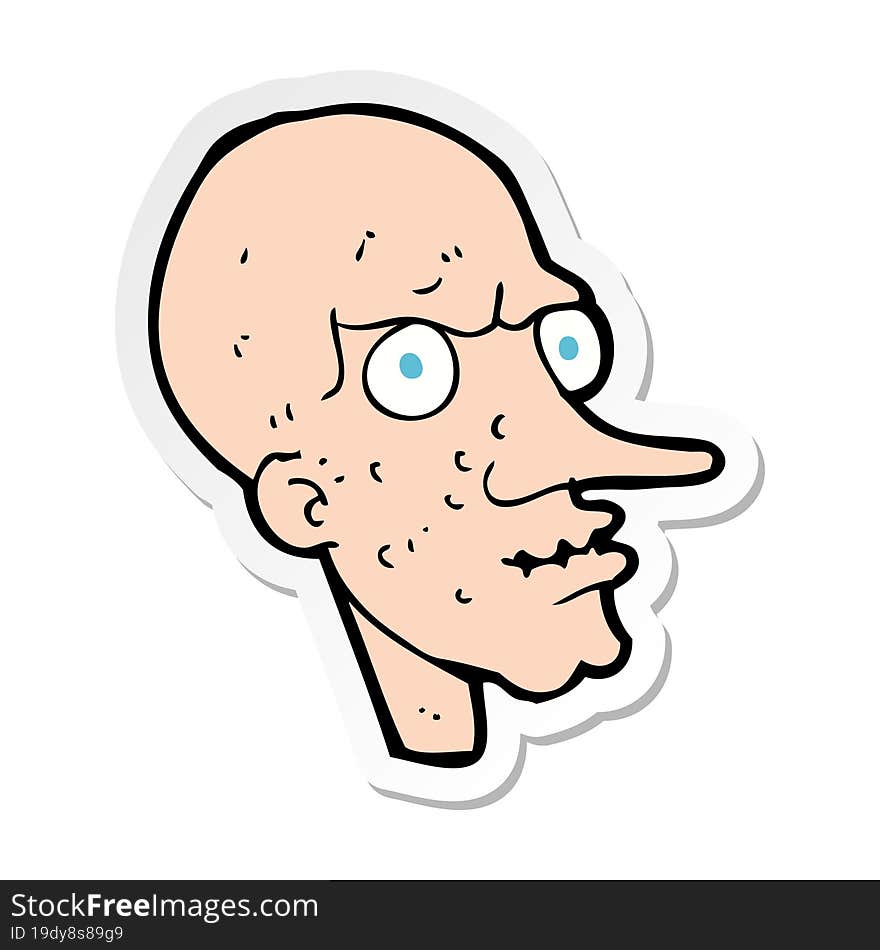 sticker of a cartoon evil old man