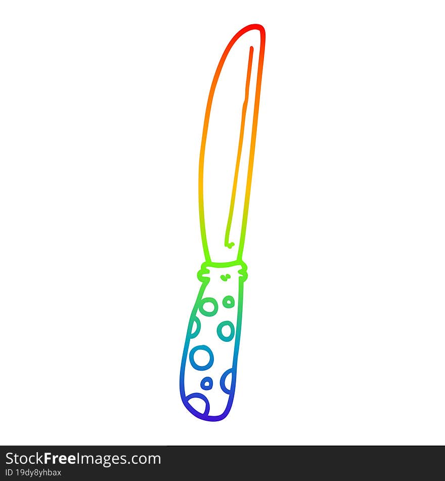 rainbow gradient line drawing cartoon knife