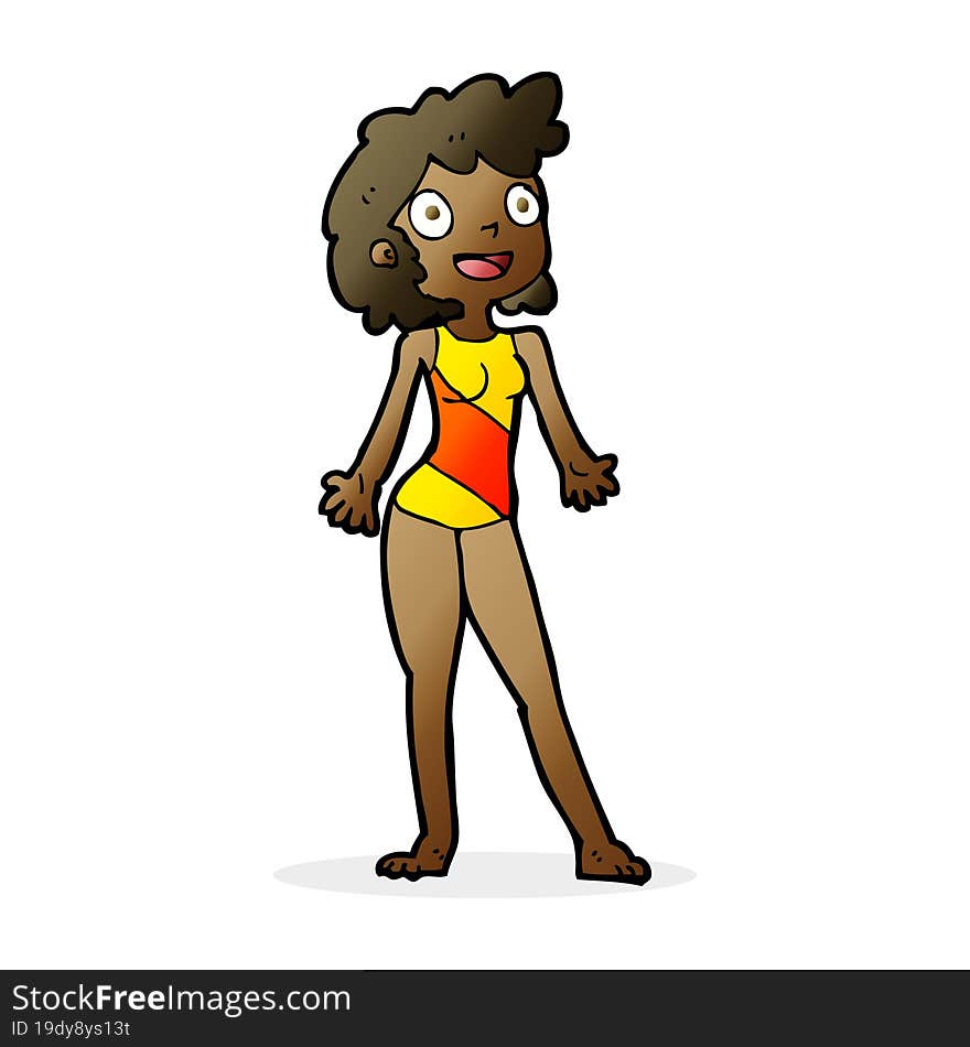 cartoon woman in swimming costume