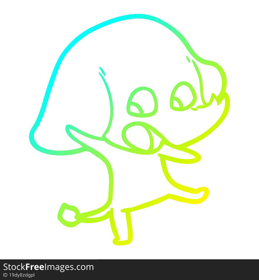 cold gradient line drawing cute cartoon elephant