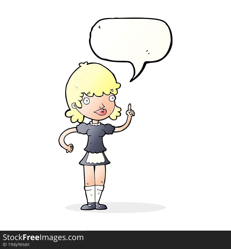 cartoon maid with speech bubble