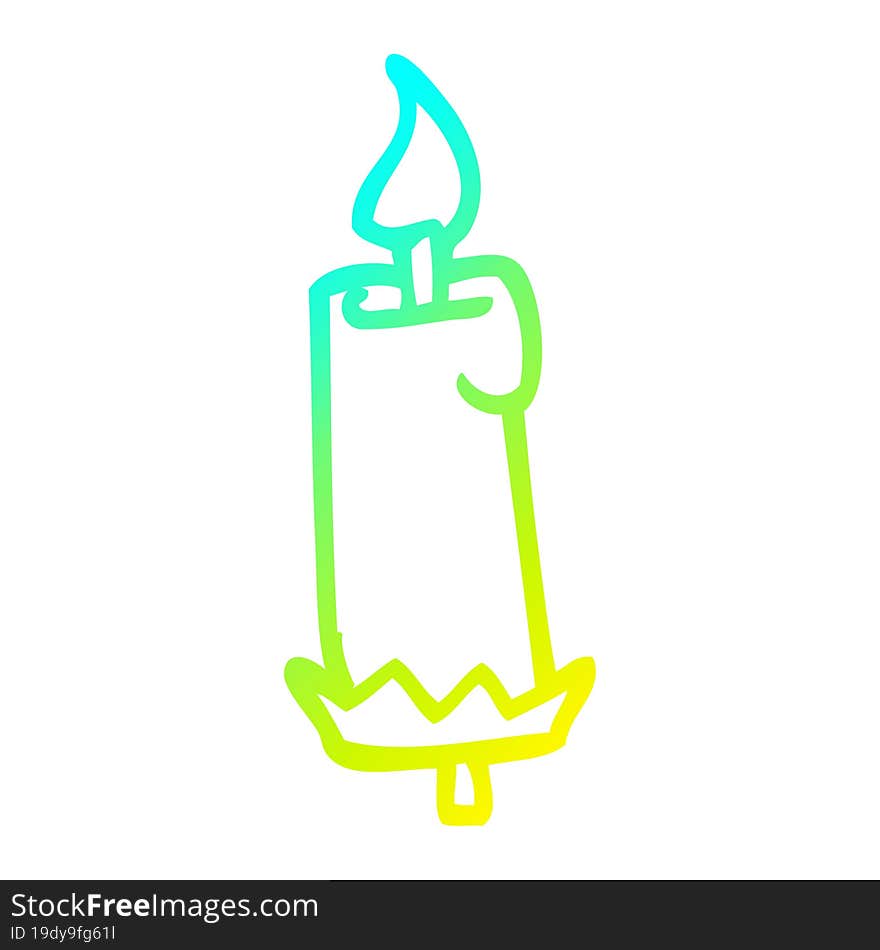 cold gradient line drawing of a cartoon lit candle