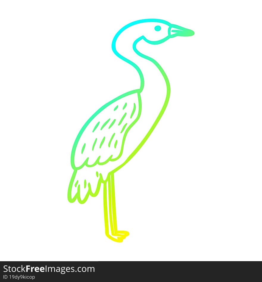 Cold Gradient Line Drawing Cartoon Stork