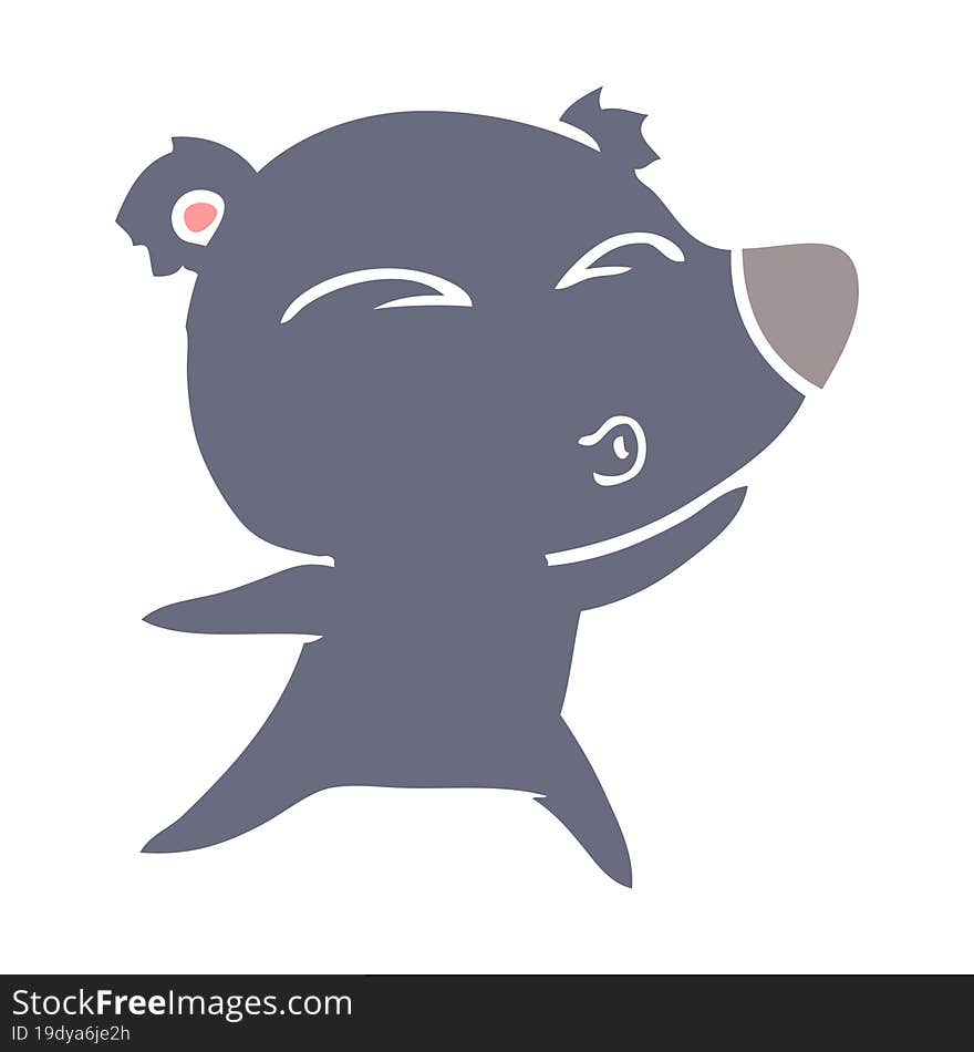 flat color style cartoon whistling bear