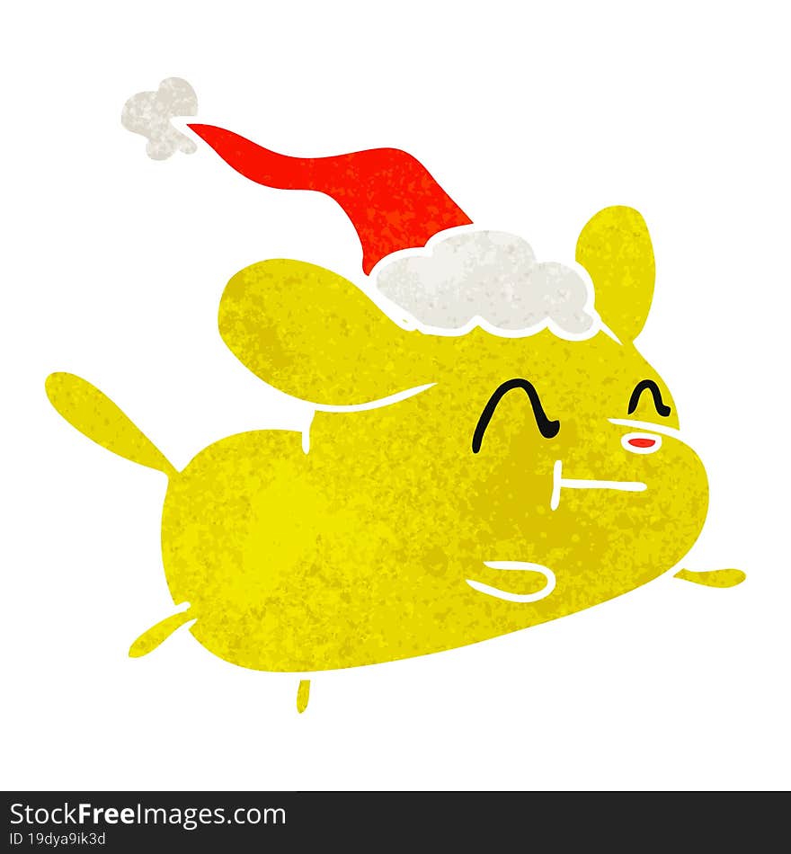 hand drawn christmas retro cartoon of kawaii dog