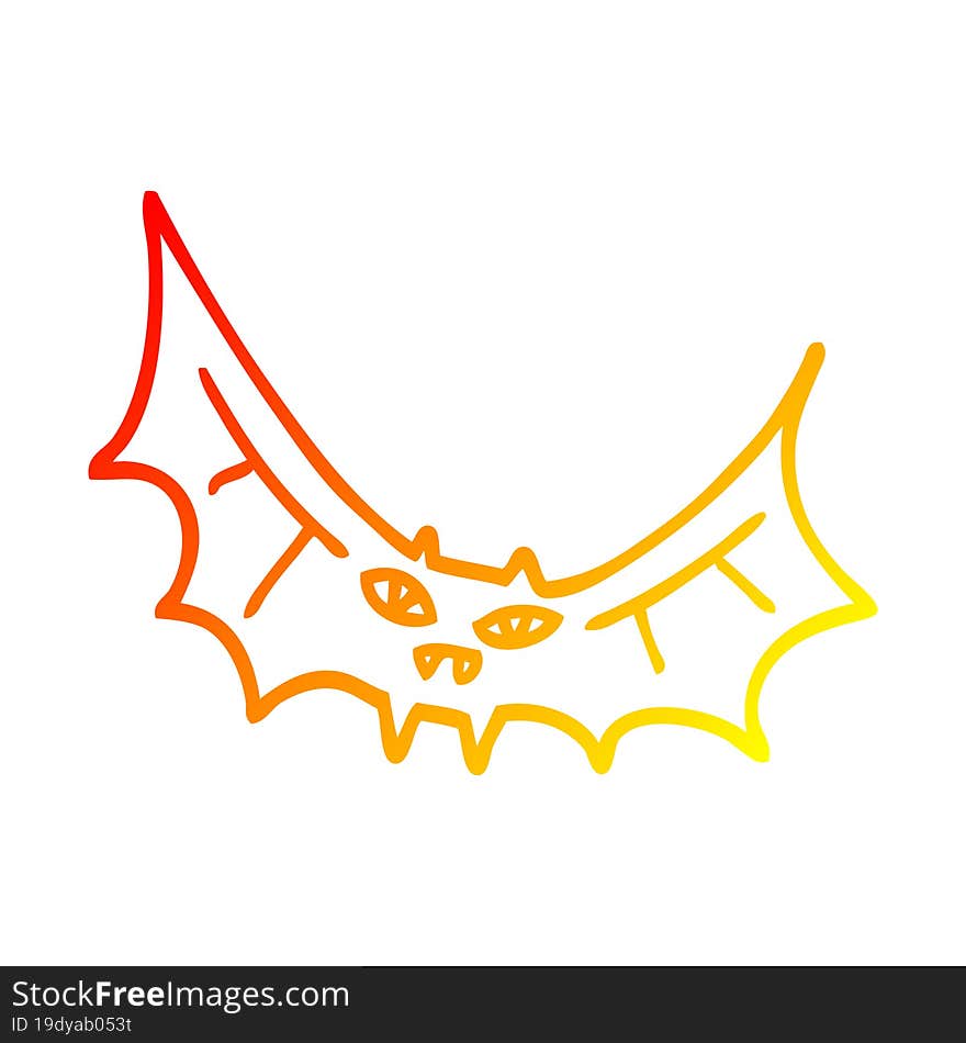 warm gradient line drawing cartoon bat