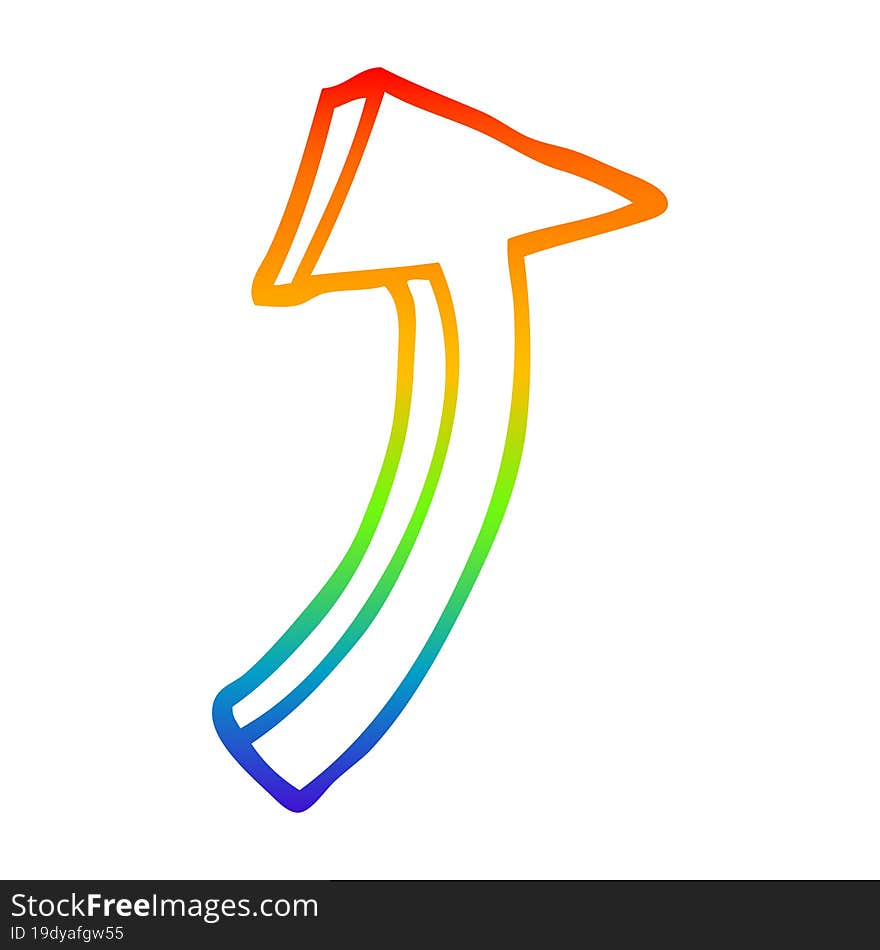 rainbow gradient line drawing cartoon pointing arrow