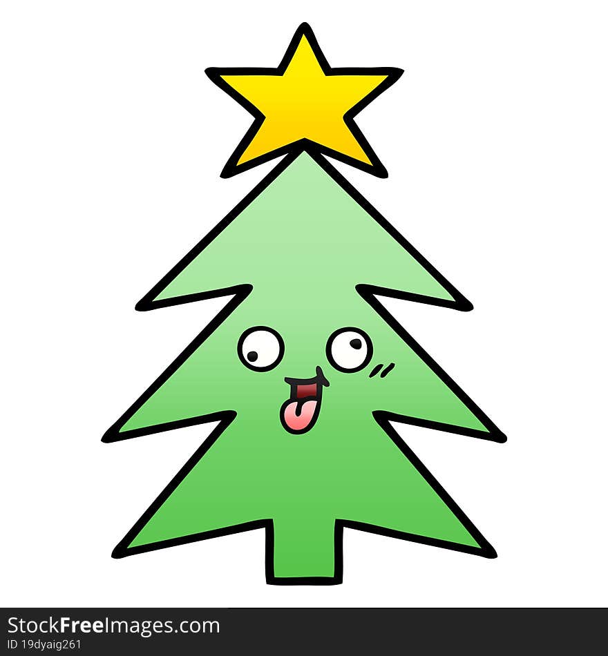 gradient shaded cartoon of a christmas tree