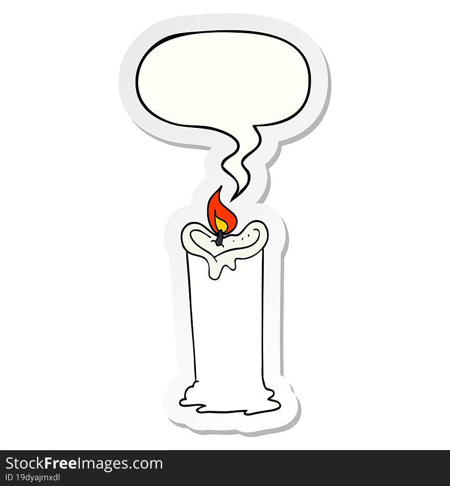 cartoon candle and speech bubble sticker