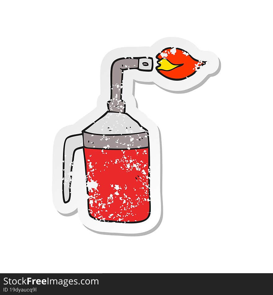 retro distressed sticker of a cartoon blow torch