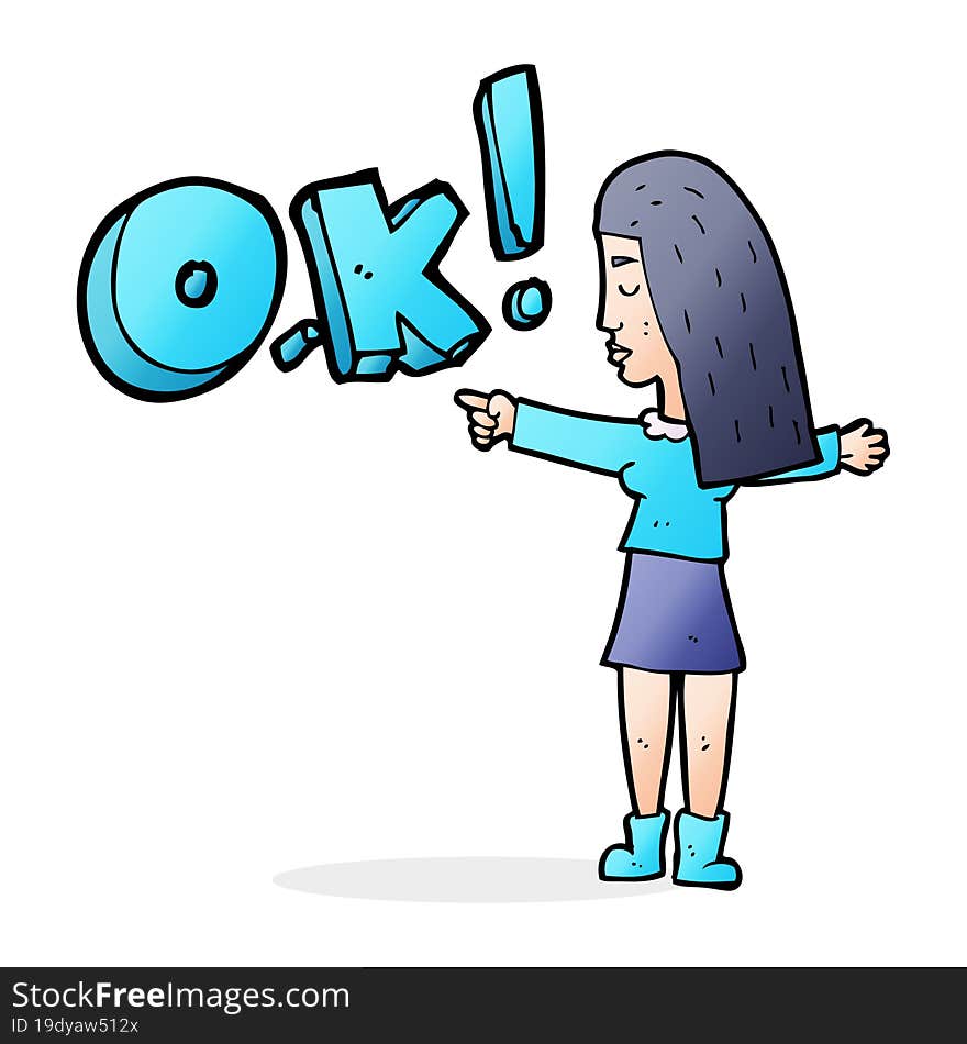 cartoon woman thinking OK