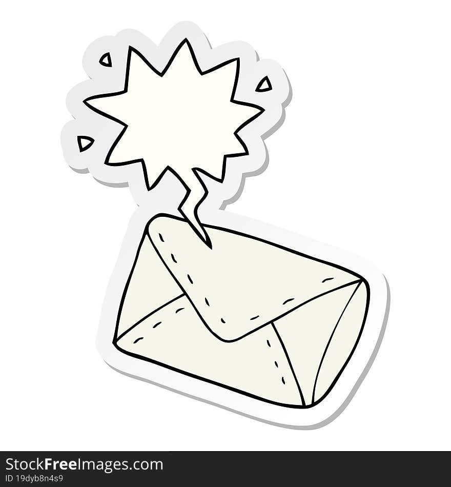 cartoon envelope and speech bubble sticker