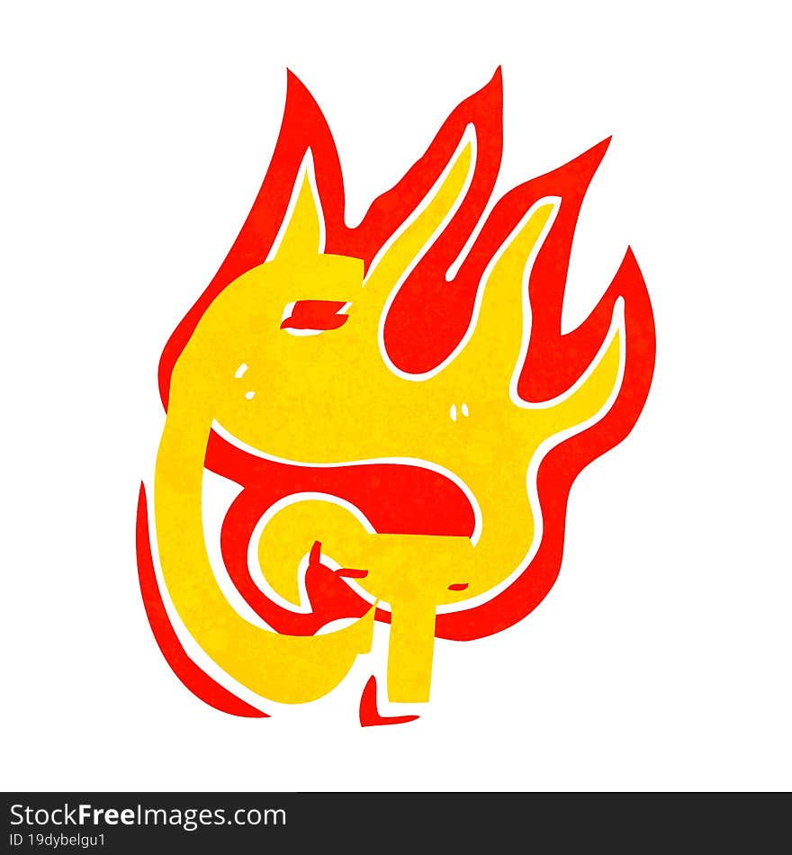 cartoon flaming letter