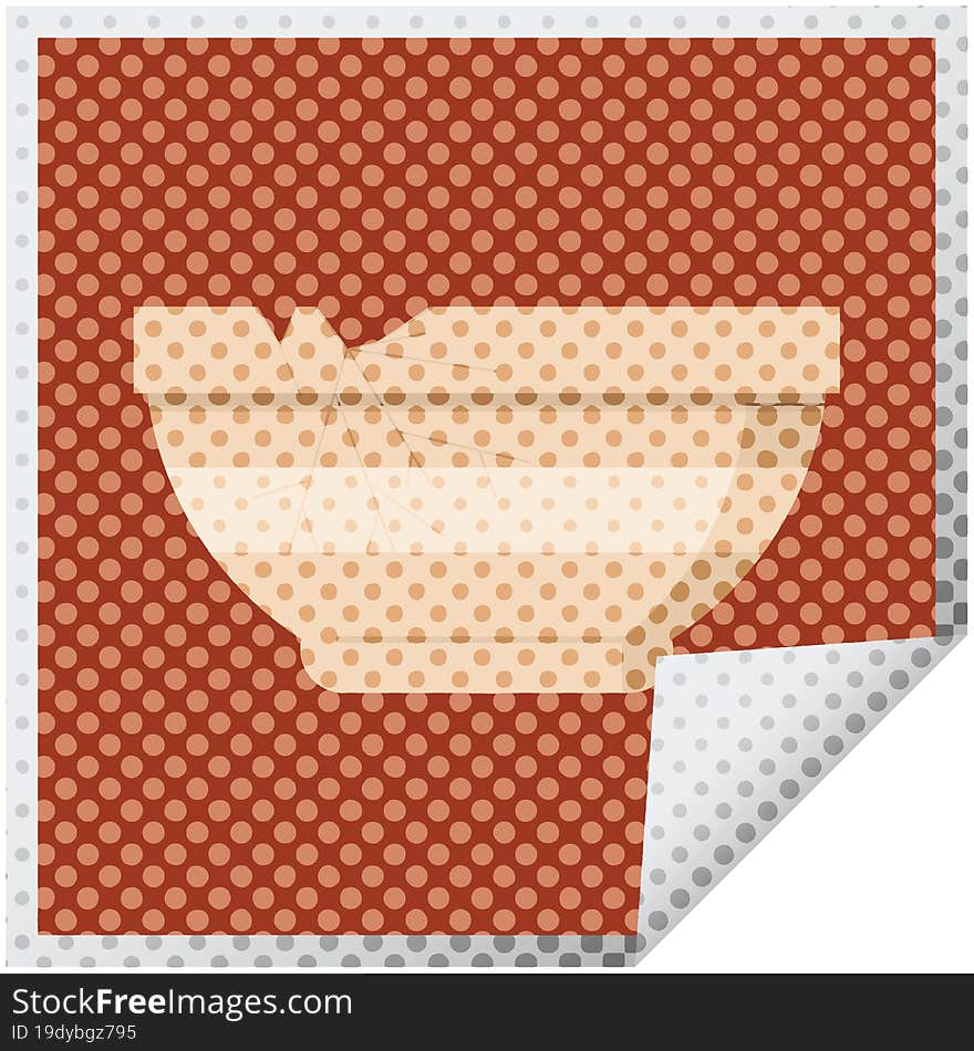 cracked bowl graphic square sticker