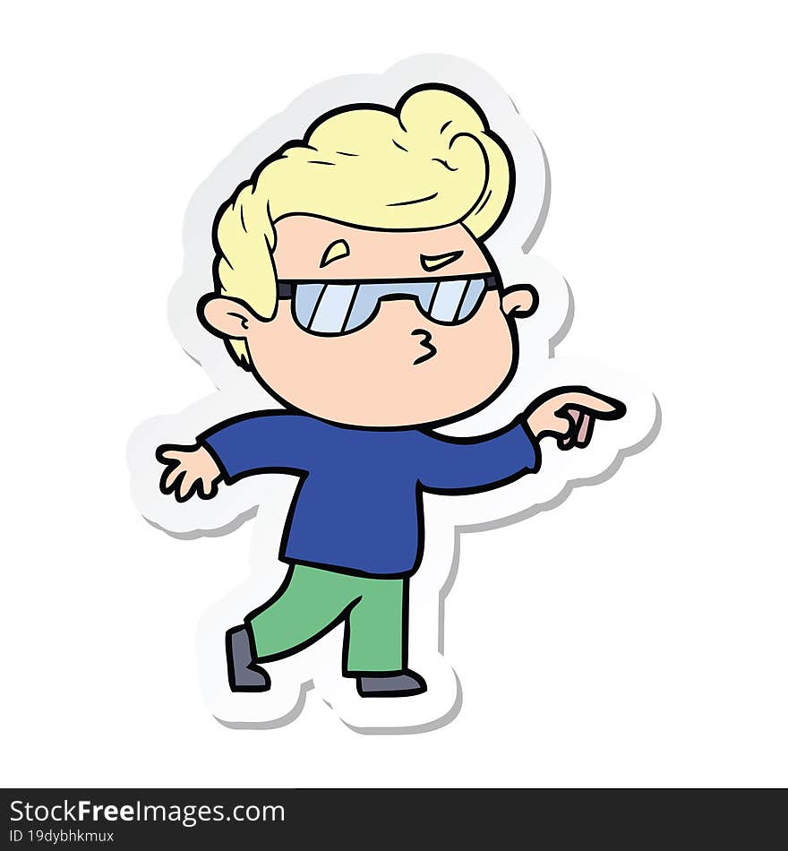 sticker of a cartoon cool guy