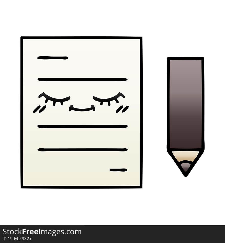 gradient shaded cartoon test paper