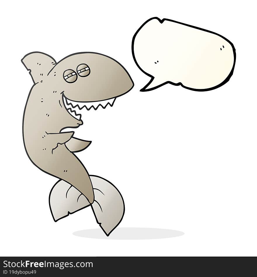 freehand drawn speech bubble cartoon laughing shark