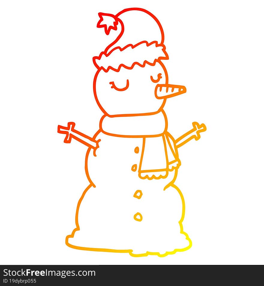 warm gradient line drawing cartoon snowman